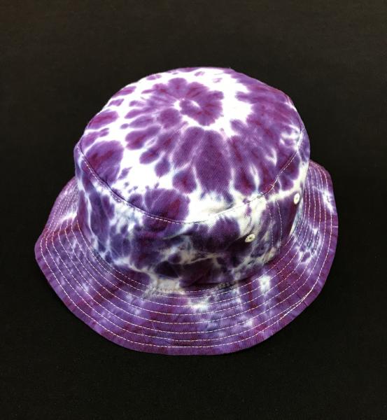 SIZE ADULT Purple and White Spiral Cotton Bucket Hat picture