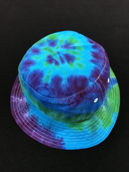 SIZE ADULT Blues and Purple Spiral Cotton Bucket Hat picture