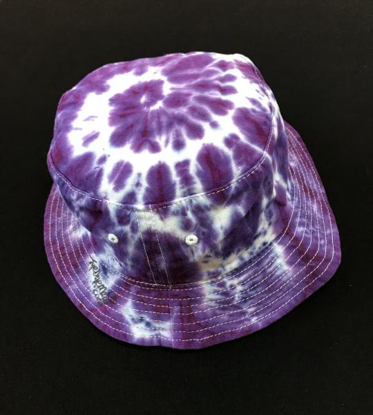 SIZE ADULT Purple and White Spiral Cotton Bucket Hat picture