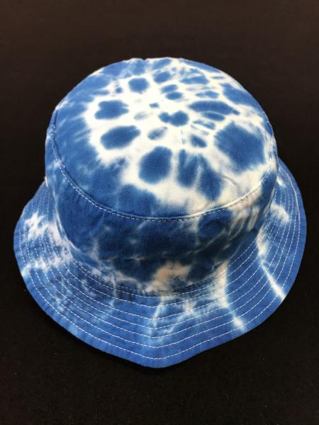 SIZE ADULT Blue and White Spiral Cotton Bucket Hat picture