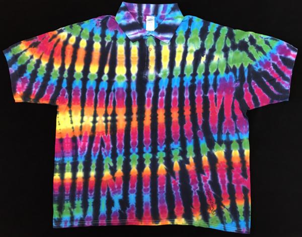 SIZE 2XL Rainbow and Black Strata Cotton Pique Polo picture