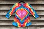 Size Small Rainbow And Rose Krackle Heart 3/4 Sleeve Scoop Top
