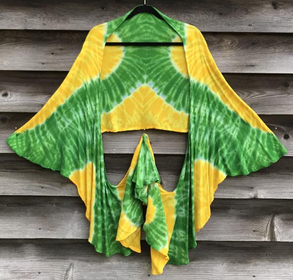 Green and Yellow Double Spiral Light Rayon Shawl picture