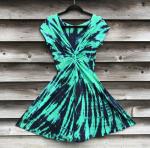 SIZE SMALL Emerald and Black Spiral Twisted-Front Dress