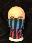 Rainbow and Black Strata/Solid Green 2 Piece Tie-On Mask