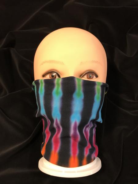 Rainbow and Black Strata/Solid Green 2 Piece Tie-On Mask picture