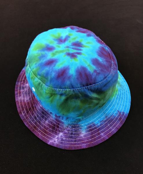 SIZE ADULT Blues and Purple Spiral Cotton Bucket Hat picture