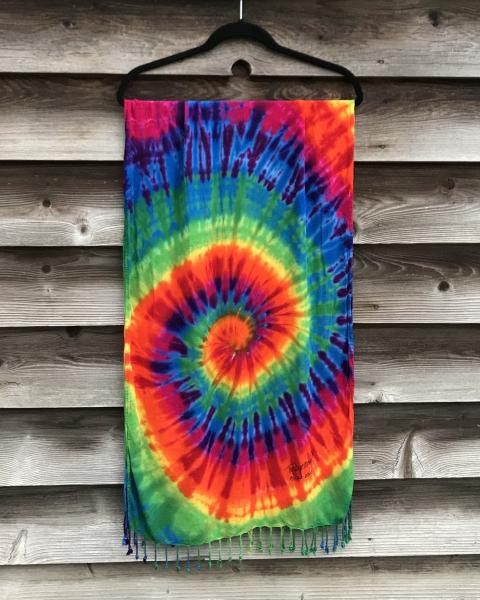 Rainbow Spiral Light Rayon Fringe Shawl picture