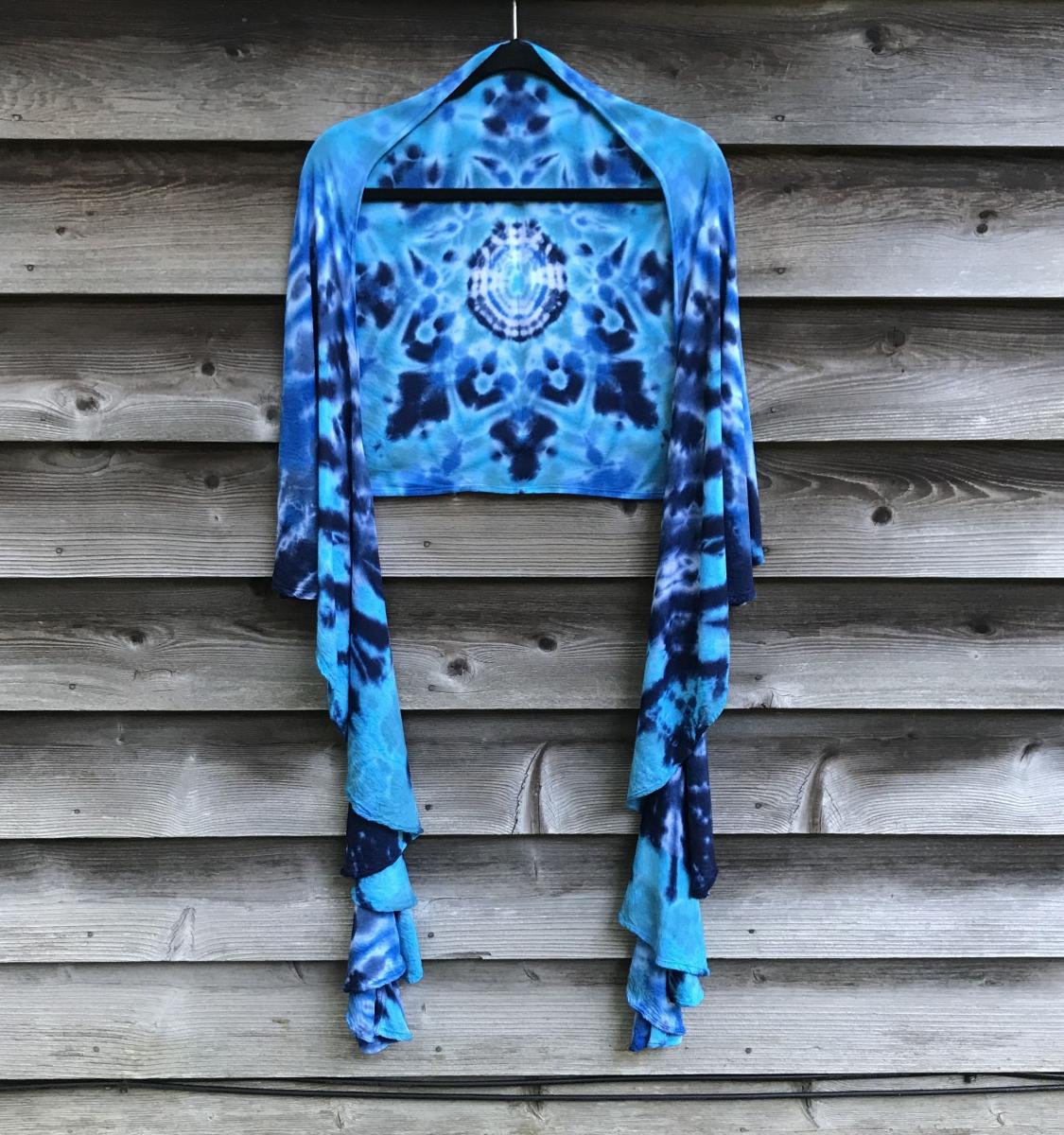 Multi-Blue Mandala Light Rayon Spiral Shawl picture