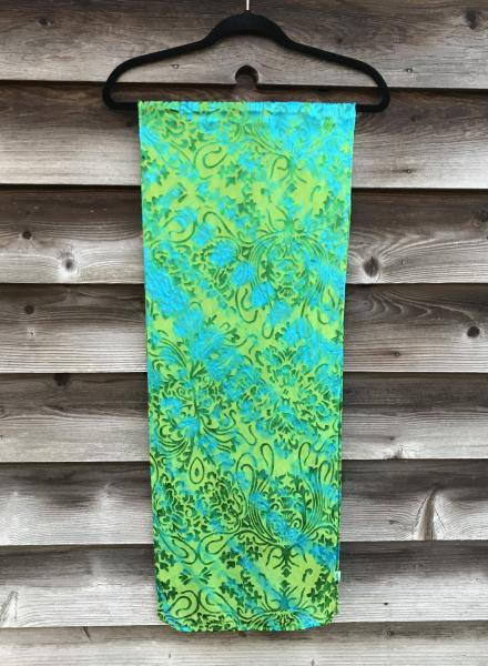 LARGE Art Nouveau Etched Turquoise and Green Accordion Devore Scarf