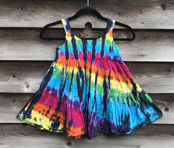 SIZE 4 Rainbow and Black Strata Girl's Gauzy Garden Dress picture