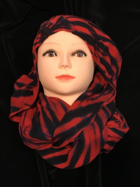 Crimson and Black Strata Light Rayon Circular Scarf picture