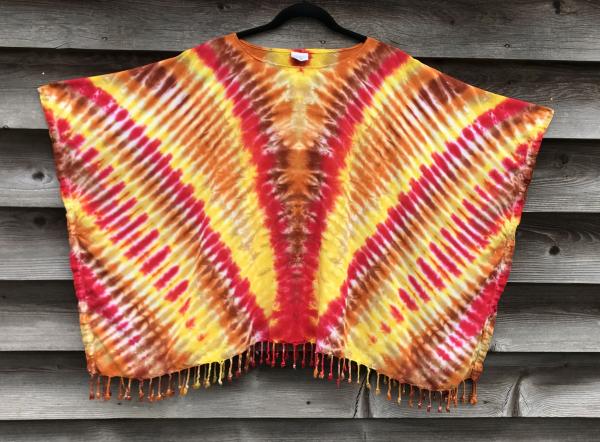 Golden Jewels Zipper Rayon Fringed Poncho