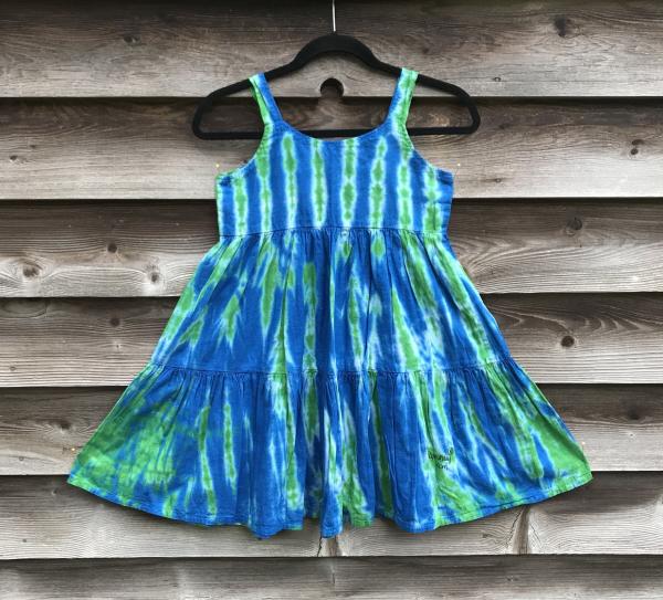 SIZE 8 Blue and Green Strata Strata Girl's Gauzy Garden Dress picture