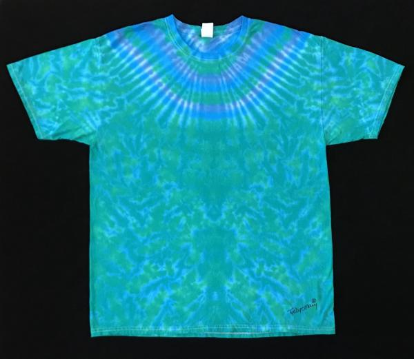 SIZE LARGE Emerald And Blue Scallop With Krackle Custom Tee picture