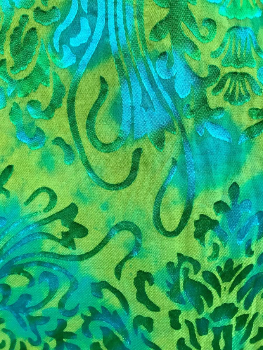 LARGE Art Nouveau Etched Turquoise and Green Accordion Devore Scarf picture