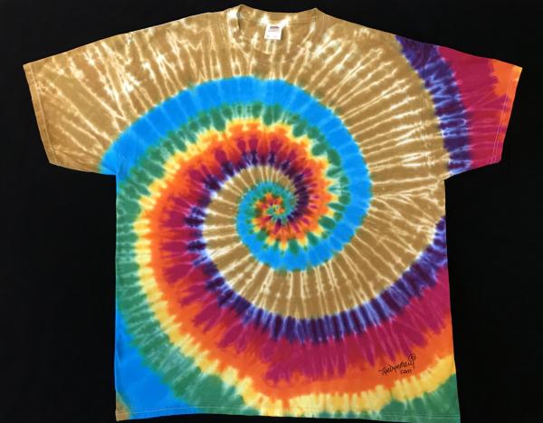 Size 2XL Rainbow Spiral/Amber Background Custom Tee picture