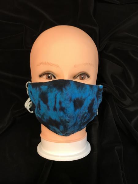 Turquoise and Black Krackle Knit Fitted Adjustable Mask picture