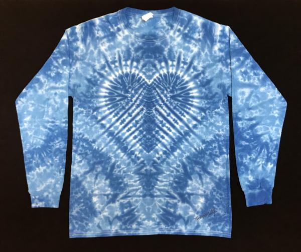 SIZE MEDIUM 2-Tone Blue Krackle Heart Longsleeve