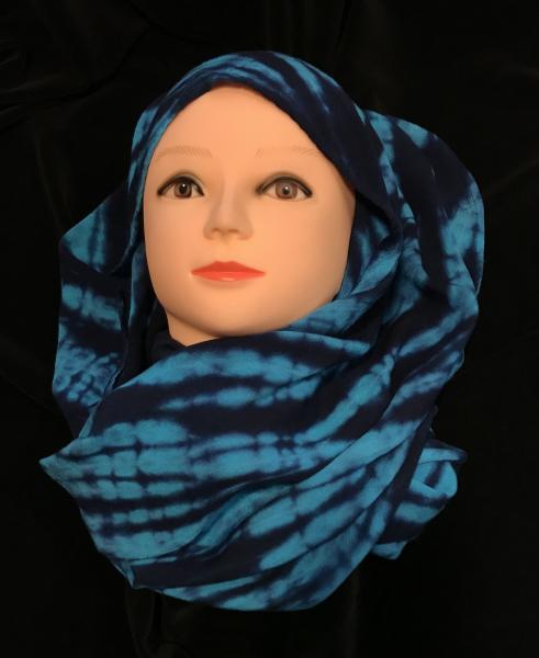 Turquoise and Indigo Strata Light Rayon Circular Scarf picture
