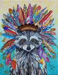 Tribal Raccoon Note Card