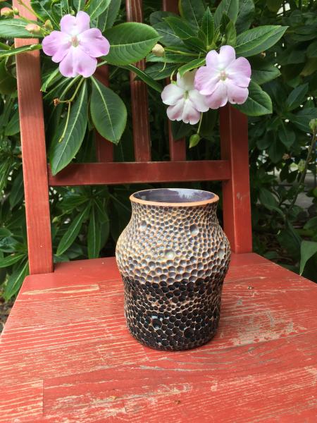 Decorative Purple Ceramic Vase with Carved Craters picture