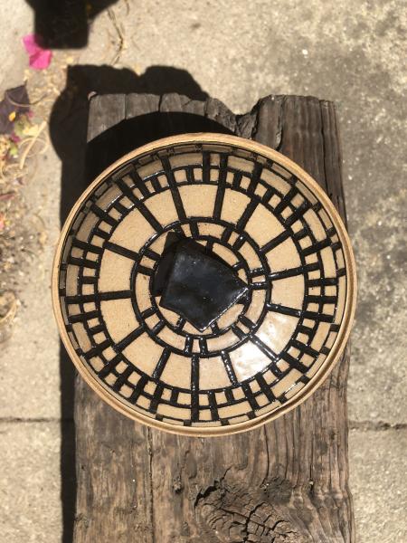 Black Carved Serving Bowl w/ Lid picture