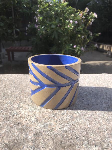 Brown & Blue Diagonal Planter picture