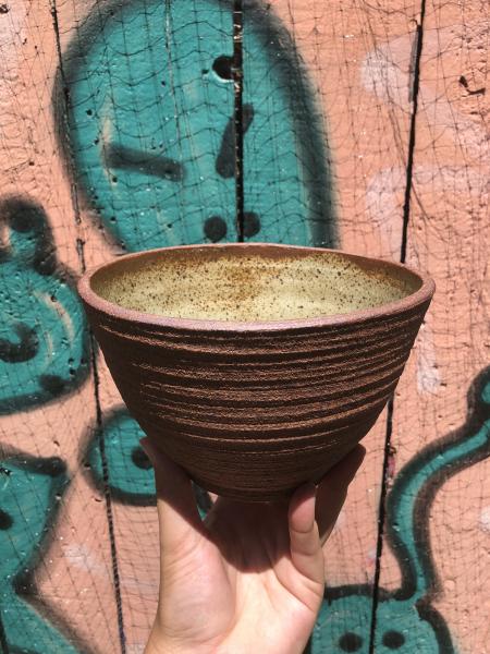 Oval Red & White Stoneware Bowl picture