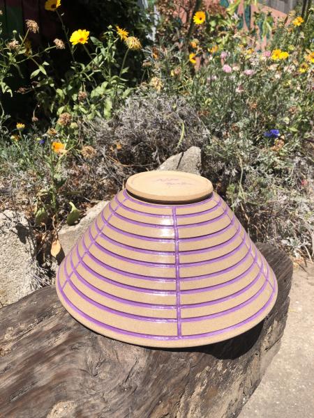 Carved Purple Ceramic Fruit Bowl