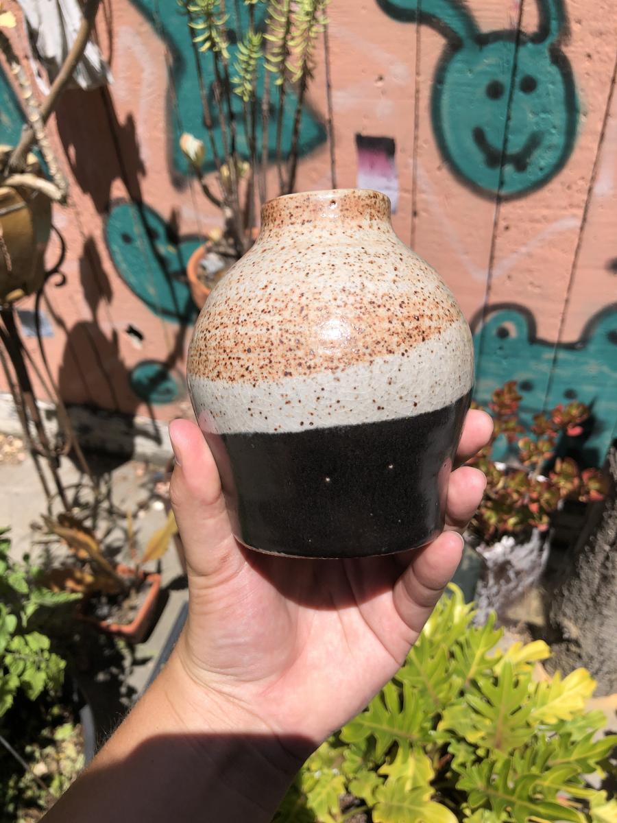 Black White & Orange Ceramic Bud Vase picture