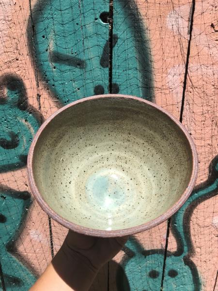 Oval Red & White Stoneware Bowl picture