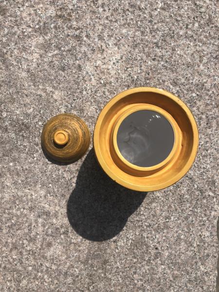 Yellow & Brown Ceramic Fermentation Jar Vase picture