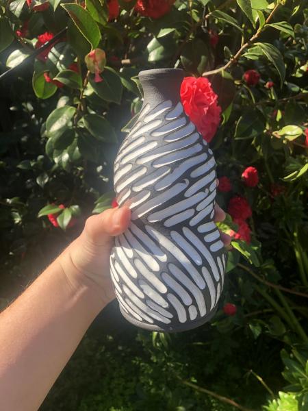 Decorative Spiral Handmade Ceramic Black White Vase picture