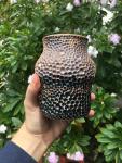 Decorative Purple Ceramic Vase with Carved Craters