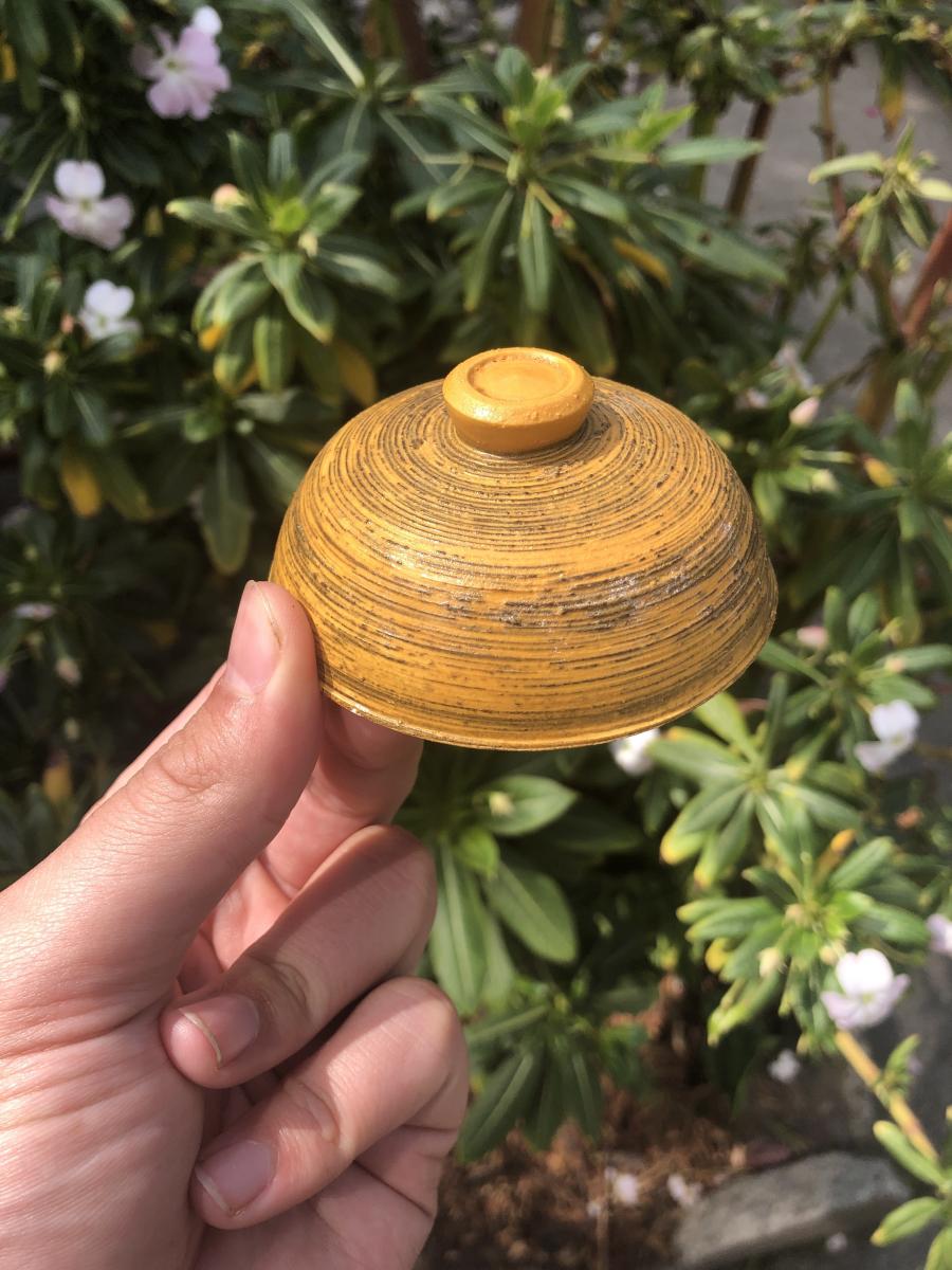 Yellow & Brown Ceramic Fermentation Jar Vase picture