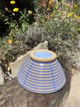 Carved Blue Ceramic Fruit Bowl