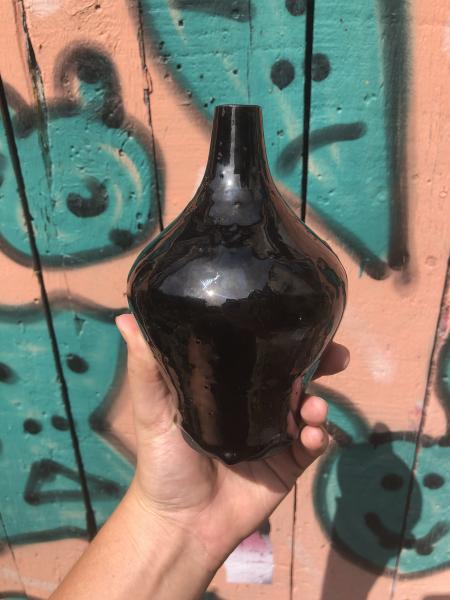 Black Metallic Ceramic Bud Vase