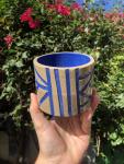 Brown & Blue Diagonal Planter