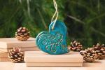 Heart Ornament with Gift Box and Gift Tag, Christmas Ornament, Pottery Ornament, Ceramic Ornament, Handcrafted Ornament