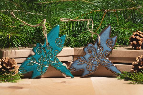 Dragonfly Ornament with Gift Box and Gift Tag, Christmas Ornament, Pottery Ornament, Ceramic Ornament, Handcrafted Ornament picture