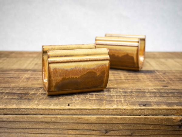 Pottery Sponge Holder, Tan Leather picture