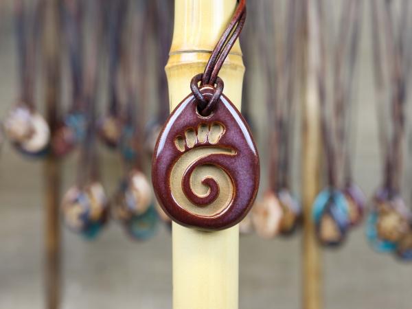 Spiral Pendant with Gift Box and Gift Tag, Pottery Pendant, Diffuser Pendant, Bohemian Necklace, Ceramic Jewelry picture