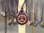 Peace Sign Pendant with Gift Box and Gift Tag, Pottery Pendant, Diffuser Pendant, Bohemian Necklace, Ceramic Jewelry