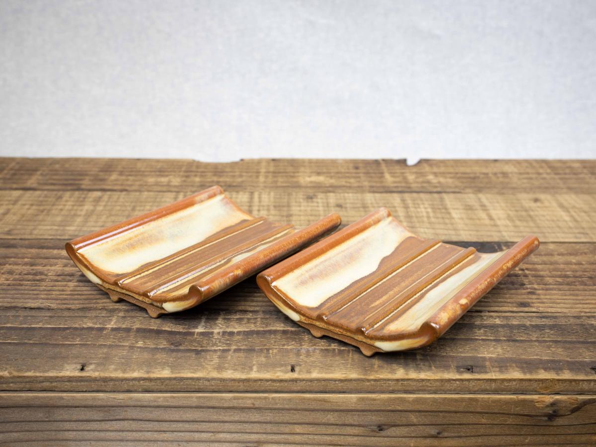 Pottery Soap Dish, Tan Leather picture