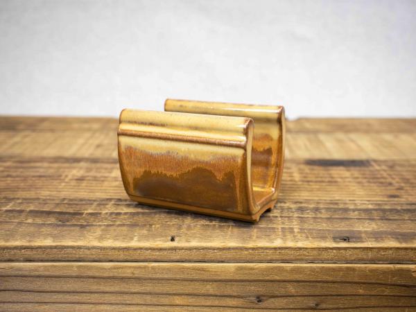 Pottery Sponge Holder, Tan Leather picture