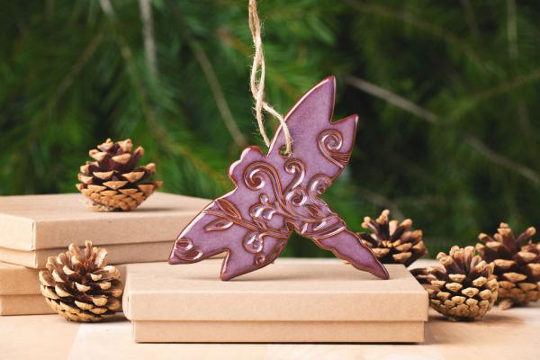 Dragonfly Ornament with Gift Box and Gift Tag, Christmas Ornament, Pottery Ornament, Ceramic Ornament, Handcrafted Ornament picture