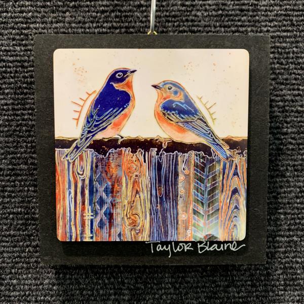 Two Birds on Metal (4x4) picture