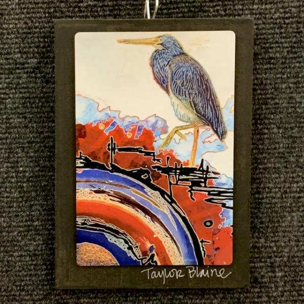 Heron on Metal (4x6) picture