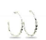 Leaf Hoop Earrings, Silver